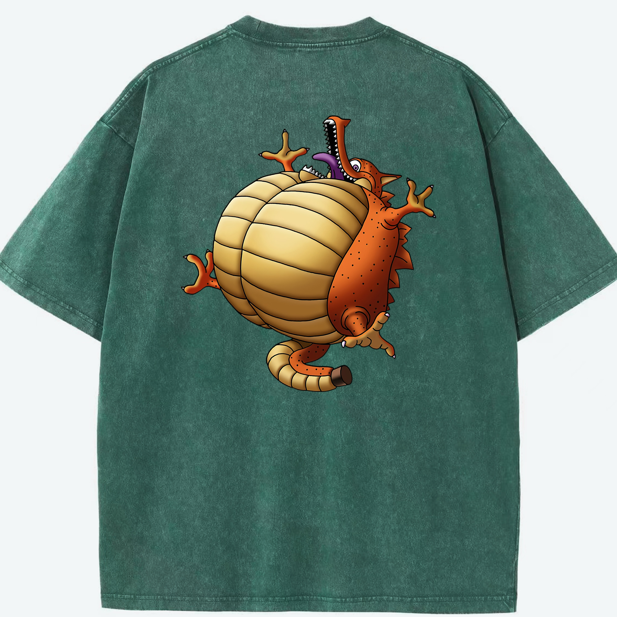 （画像用） ドラゴンクエスト Doragon Kuesuto Dragon Quest 綿100% ヴィンテージ風 半袖Tシャツ（背面プリント）